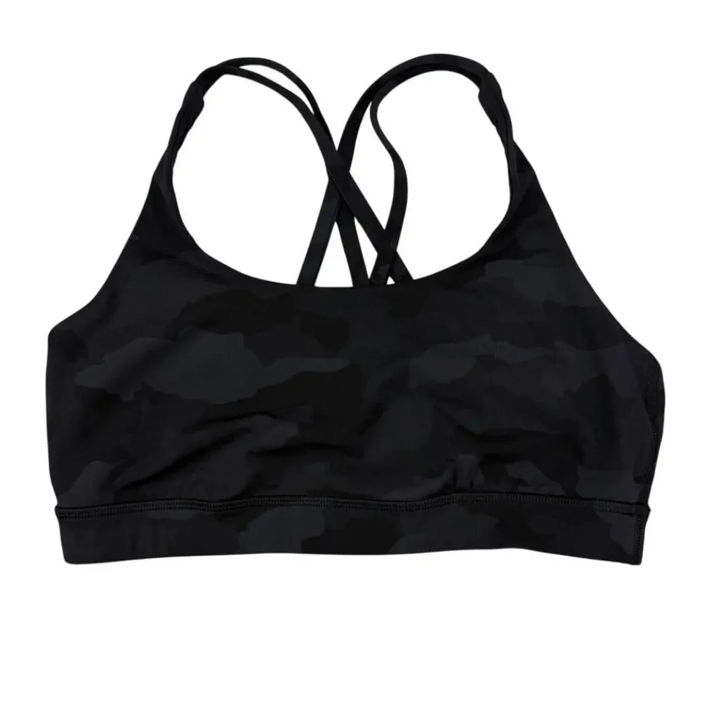 LULULEMON Energy Bra B–D Cup Size 8 Heritage 365 Camo Deep Coal Multi - Picture 2 of 5
